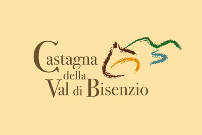 Marchio territoriale Castagna della Val di Bisenzio, con castagna e profilo stilizzato del paesaggio