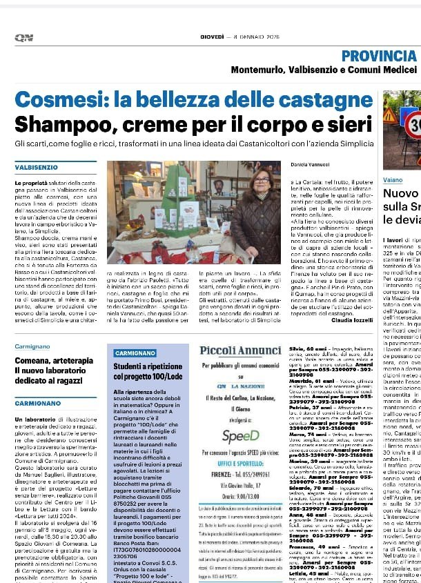 Ritaglio La Nazione - Cosmesi, la bellezza delle castagne